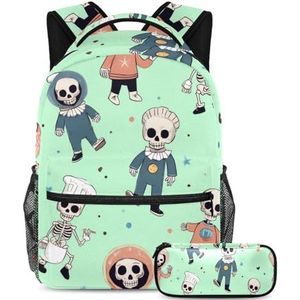 KengjuTesu 2-delige rugzakset voor jongens en meisjes, grote capaciteit, marineblauwe ankereend, schooltas met etui, perfecte dagrugzak voor studenten, tieners, reizen en wandelen, Multi kleuren 7