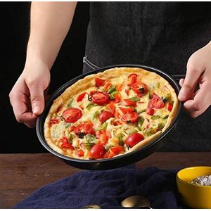 AYKANING Pizzapan, pizzaplaat 6/8/10 inch non-stick pizzapan bakvormen koolstofstaal pizzaplaat ronde diepe schotel pizzapan lade schimmel bakgereedschap (kleur: 10 inch zwart 04)