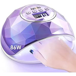 Janolia Nageldrogerlamp 86W UV LED Lamp voor Nagels, Professionele Gel UV LED Nagellamp met Sensor LCD Display voor Vingernagel en Teennagel Nageldesign met 4 Timers Geschikt voor Alle Gels