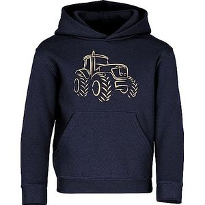 Tractor-trui voor jongens, trekker, hoody voor kinderen, boerderijtrui voor jongens, Navy - Print: Beige, 140 cm