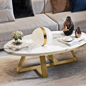 Salontafel moderne kleine ovale salontafel/bijzettafel/bijzettafel, voetstuk tafels sofa tafel voor woonkamer slaapkamer balkon wachtruimte tafels, wit natuurlijk marmeren nachtkastjes (maat: