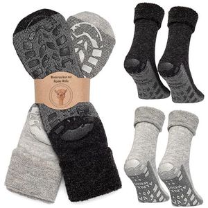 MOUNTREX® Alpaca-sokken, wollen sokken voor dames en heren, wintersokken, warme huissokken, thermosokken, dik, 2 paar, 35-38 EU