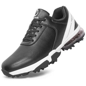Nieuwe Spiked Golfschoenen Professionele Waterdichte Luchtkussen Golf Sneakers, Zwart, 39 EU