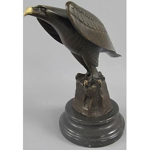 Casa Padrino luxury Art Deco bronze sculpture eagle on globe with marble base bronze/black 11 x 11.5 x H. 22.8 cm - Bronze Figure - Decorative Figure - Decorative Accessories