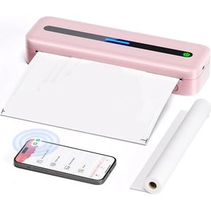 Handheld printer, Nieuwe A4 draagbare printer draadloos M832 for reizen, werk, thuis, inktloze thermische mobiele printerondersteuning(Pink)