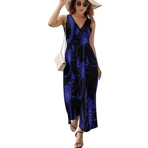 Space Scorpio Maxi-jurk voor dames, mouwloos, lange zomerjurken, strandjurken, A-lijn, M