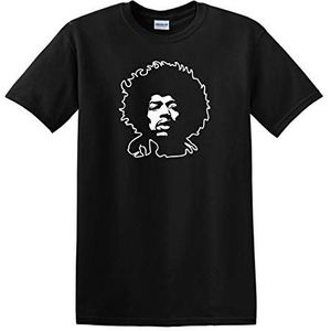 Jimi Hendrix Che Guevara stijl gitaar legende rock icoon zwaar katoenen t-shirt zwart, Zwart, M