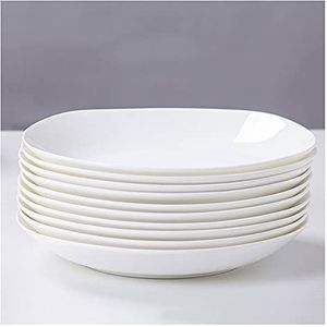 dinerbord 10 stuk diner platen keuken servies ingesteld for gerechten voorgerecht plaat salade en dessertgerechten magnetron en vaatwasserbestendig (wit) bord(Color:8Inch)