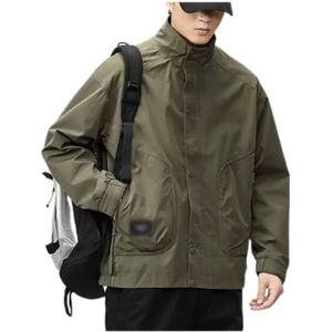 Lichtgewicht windjack Softshell jas Outdoor hardloopjas met lange mouwen en ritssluiting for wandelen, reizen (Color : Green, Size : 5XL)