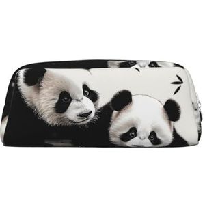 LZQPOEAS Leuke Pandas Etui Lederen Pen Tas Reizen Make-up Tas Rits Organizer Tas Voor Vrouwen Mannen, Zilver, Eén maat, Sport