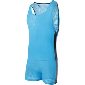 Juflam Mannen Worstelen Singlet Atletische Turnpakje Bodysuit Gym Sportkleding Ondershirt, C-Blauw, M