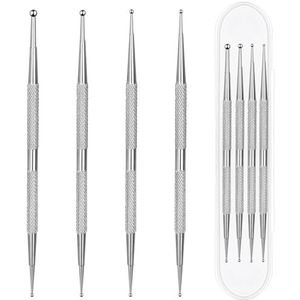 Wuxiuxiu Pointillism Tool, 4-delige professionele bal hoofd nagel tool, nagel borstel, nagel ontwerp tool, roestvrij staal pointillisme borstel tool, nagel set, diamant picking tool, aardewerk