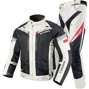 Motorkleding - Motorpak - Wit - 2-delig - Waterdicht - Winddicht - Met Beschermers