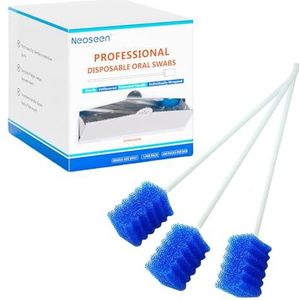 Orale wattenstaafjes Wegwerp - Langer 200 stuks steriele & ongearomatiseerde spons tandheelkundige wattenstaafjes voor mondreiniging - individueel verpakt (blauw - 200 stuks)