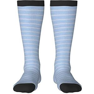 Unisex nieuwigheid crew sokken, witte en blauwe strepen sokken, casual grappige gekke jurk sokken voor mannen vrouwen, Zwart, Eén Maat