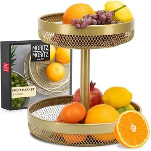 Moritz & Moritz Gouden metalen fruit-etagère, moderne gouden fruitschaal, fruitmand voor het bewaren van fruit, groenten en brood