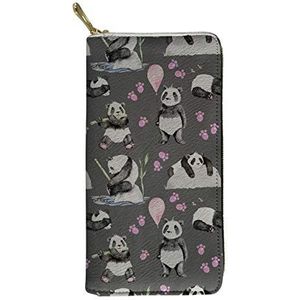 SEANATIVE Mode PU Lederen Portemonnee Clutch Bag Cash Opslag Portemonnee voor Vrouwen Dames Lichtgewicht, Grijze Panda (grijs) - 20201007-27
