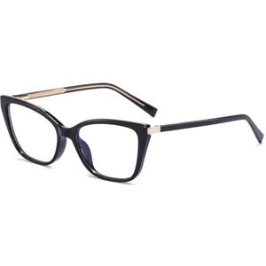 moomoobird Cat Eye glazen anti-blauw licht TR90 glazen montuur mode bril voor vrouwen, Zwart met helder, Large