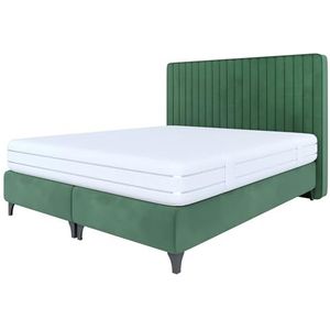 FURNISTAR Boxspringbed VIENAPLUS met pocketvering matras tweepersoonsbed gestoffeerd bed modern slaapkamerbed met zwarte poten slaapkamer (140x200 acept 62)