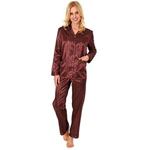 Satijnen damespyjama in elegante look om door te knopen - 191 201 94 002, bordeaux, 40