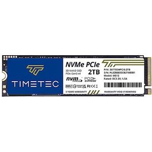 Timetec 2TB NVMe SSD PCIe Gen3x4 8Gb/s M.2 2280 3D NAND TLC 350TBW High Performance LC-Cache Lees/Schrijfsnelheid tot 2000/1600 MB/s Interne Solid-State Drive voor Laptops en Desktops