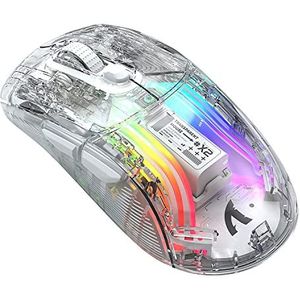 Draadloze gamingmuis transparant oplaadbaar 2.4G Bluetooth computermuizen, RGB-kleurrijke elektronische wedstrijdkantoor, stille muis, 3 soorten verbindingen, geschikt voor computer, tablet, pc,