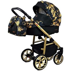 Kinderwagen 3 in 1 complete set met autostoeltje Isofix babybad babydrager Buggy Colorlux Gold van ChillyKids Gold Jungle 3in1 (inclusief autostoeltje)