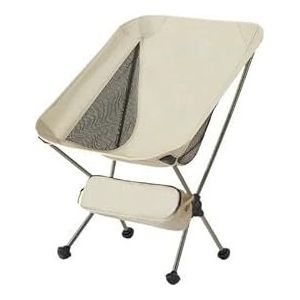 Lichtgewicht viskruk, draagbare klapstoel, visstoel met verstelbare poten, opvouwbare campingstoel met gaasrug en schouderband (Color : Beige-S)