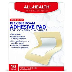 All Health Flexibele schuimpads, 10 stuks, 8,9 x 11,4 cm, 8 uur bescherming, waterdichte wondbedekking