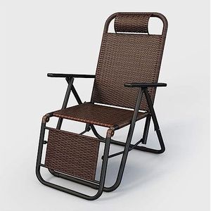 GEIRONV Outdoor ligstoel, opvouwbare rotan stoelen kantoor lunchpauze weven rotan stoelen balkon armleuningen vrije tijd stoelen ligstoel (kleur: ronde buis, maat: 152 x 40 cm)