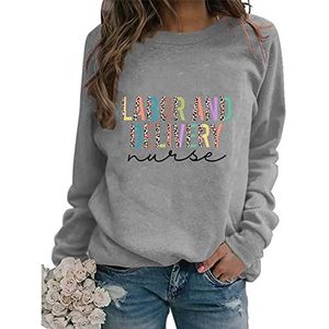 Labor and Delivery Nurse Sweatshirt for Women Cute Long Sleeve Shirt Leopard Graphic L&D Nurse Gift Pullover Tops