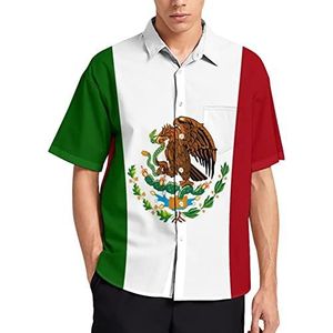 Mexicaanse vlag heren T-shirt met korte mouwen casual button down zomer strand top met zak