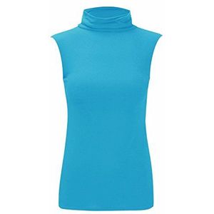 FAIRY BOUTIQUE Womens Turtle Neck Mouwloze Jumper Top Dames Bodycon Casual Jumper Plain Polo hals Top Shirt, Turkoois, 34/36 NL