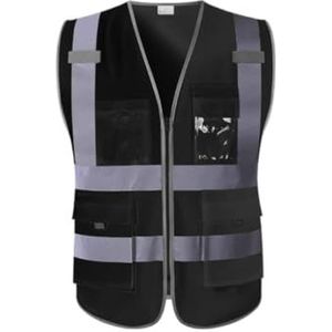 Veiligheidsvest Voor Fietsers Zomer Reflecterend Veiligheidsvest Bouwplaats Reflecterend Kleding Verkeersvest Opvallend Vest Voor Donkere Uren(Black,Large)