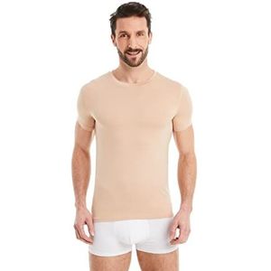 FINN Zakelijk onderhemd voor heren, korte mouwen met ronde hals, ondershirt voor mannen van originele Lenzing® modal-stof, het perfecte T-shirt onder hemd en pak, huidskleur, 3XL