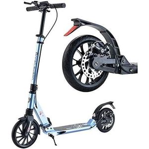 Volwassen scooter met groot wiel for volwassen kinderen tieners Opvouwbare scooters met handrem en dubbele vering in hoogte verstelbaar - belasting 100 kg (Color : Blue)