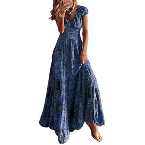 yk8fass Figuur-Hugging Bloemen Jurk xc-2125, Blauw, L
