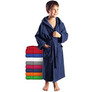 Arus - Kinderbadjas, 100% Katoenen Badstof, met capuchon, Blauw navy, 164