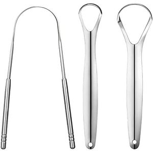 3 stuks metalen tongschraper, tongschrapers voor volwassenen, roestvrijstalen tongschrapers, tongschraper, draagbare tongschrapers YLYL