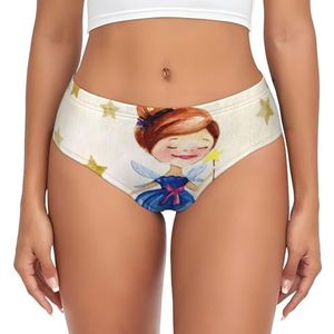 yagDAA Fairy Star Print Dames Ondergoed Zachte Elastische Bikini Slips Knickers Dames Hipster Slipje Onderbroek, Zwart, XS