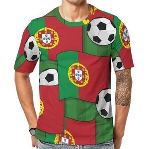 Portugal Voetbal Voetbal Patroon Mannen Korte Mouw Grafisch T-shirt Ronde hals Print Casual Tee Tops 3XL