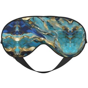 Azuriet Teal en Folie Goud Olie Marmer Patroon Afdrukken Zacht Oogmasker, Dubbelzijdige Zachte Oogdekking voor Slaap, Reizen, Yoga, Verstelbare Riem, Blokkeert Licht