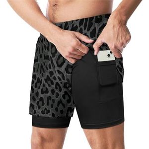 Luipaardprint Dierlijke Huid Grappige Zwembroek met Compressie Liner & Pocket Voor Mannen Board Zwemmen Sport Shorts