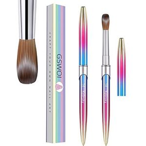 100% Pure Kolinsky haar acryl nagelborstel, pure handgemaakte ronde vorm (maat # 6/8/10/12/14) nagelborstels voor acryltoepassing, professionele nagelkunst borstel manicure voor vrouwen (#14)