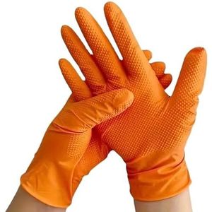 10/30/50 stuks 8mil dikke oranje nitril handschoenen for eenmalig gebruik for huishoudelijk, schoonmaak, keuken, tuinieren, schoonheid, nagelsalons, tatoeages(Diamond Orange 10PCS,L)