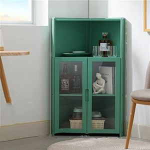 GALSOR Hoekkast hoekkast met deur woonkamer plank hoek zijkast moderne minimalistische slaapkamer keuken kast driehoek kast (kleur: groen 1)