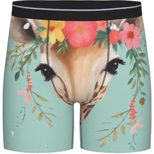 GRatka Boxer slips, heren onderbroek boxer shorts been boxer slips grappig nieuwigheid ondergoed, giraf met bloemen bedrukt, zoals afgebeeld, XL