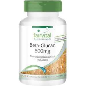 Fairvital | Bèta-glucaan capsules - 500mg bèta glucanen per capsule - HOOG GEDOSEERD - 70% polysachariden van haver - VEGAN - 90 capsules