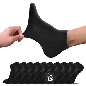 Momoshe Sneaker Sokken Heren 47-50 Zwart Sneaker Sokken Heren Enkelsokken Korte Sokken Sportsokken Heren Hardloopsokken 10 Paar,Zwart Wit