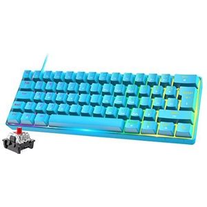 Mini 60% RGB Gaming Toetsenbord, Red Switch Mechanische Keyboard met Compact 62 Toetsen,18 RGB LED Chroma Backlit, UK Layout, Afneembare USB-C Kabel, Full Key Anti-Ghosting voor PC Laptop Mac-Blauw
